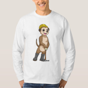 Camiseta Meerkat como Miner com Pickaxe
