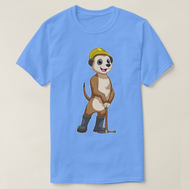 Camiseta Meerkat como Miner com Pickaxe (Frente do Design)