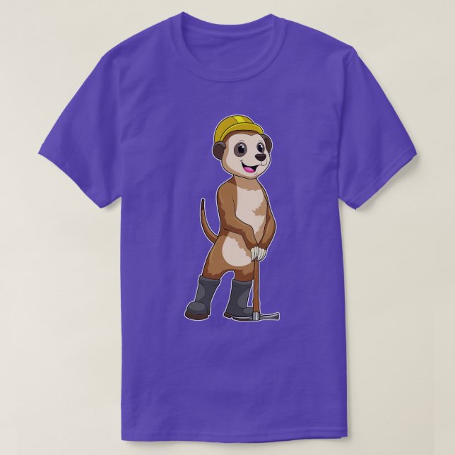 Camiseta Meerkat como Miner com Pickaxe (Frente do Design)