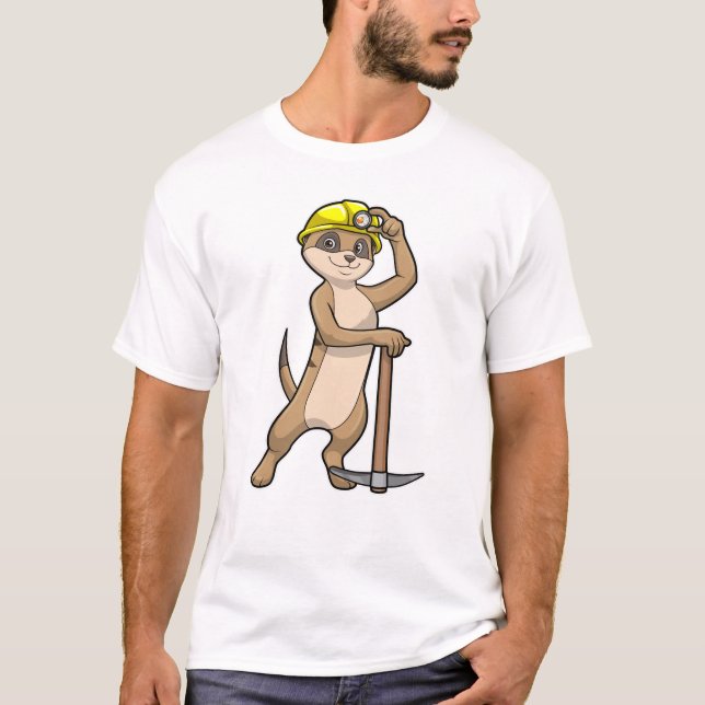 Camiseta Meerkat como Miner com Pickaxe (Frente)