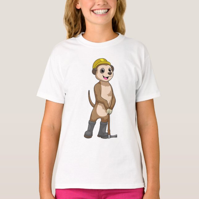 Camiseta Meerkat como Miner com Pickaxe (Frente)