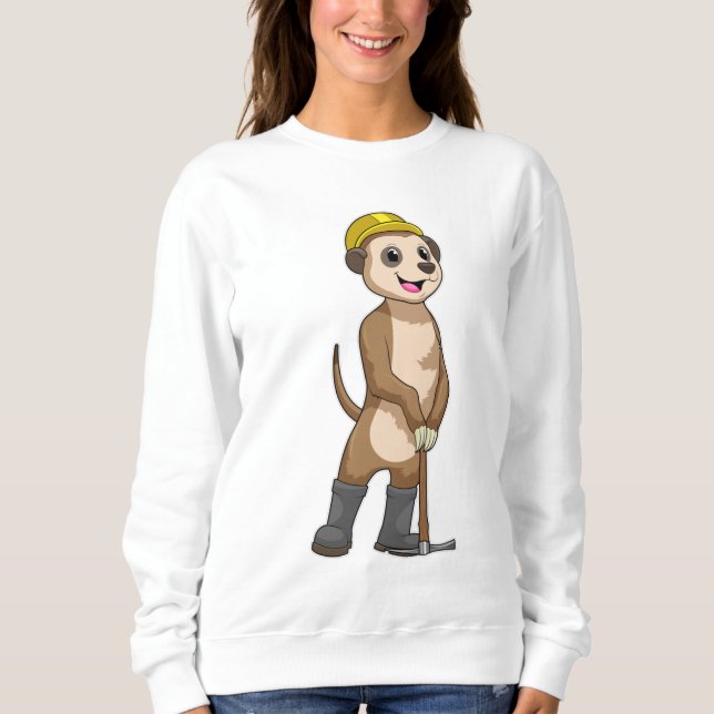 Camiseta Meerkat como Miner com Pickaxe (Frente)