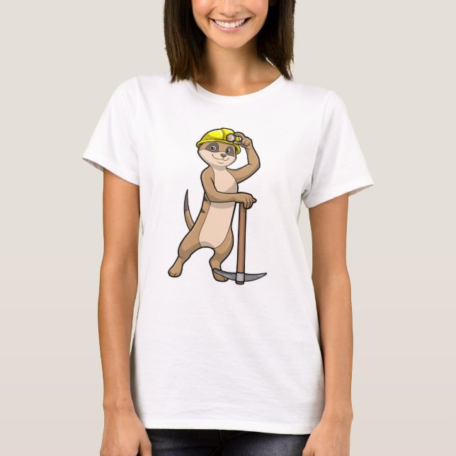 Camiseta Meerkat como Miner com Pickaxe (Frente)