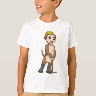 Camiseta Meerkat como Miner com Pickaxe
