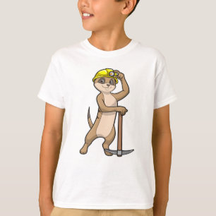 Camiseta Meerkat como Miner com Pickaxe