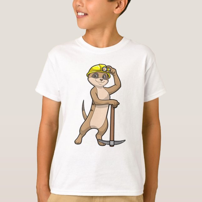 Camiseta Meerkat como Miner com Pickaxe (Frente)