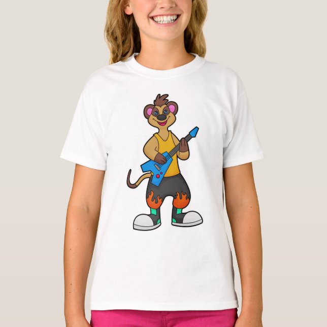 Camiseta Meerkat como músico com violão (Frente)