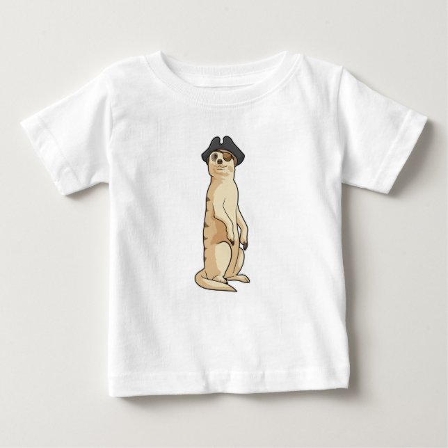 Camiseta Meerkat como pirata com chapéu pirata (Frente)
