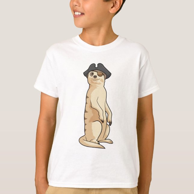 Camiseta Meerkat como pirata com chapéu pirata (Frente)