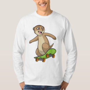 Camiseta Meerkat como skater com skate