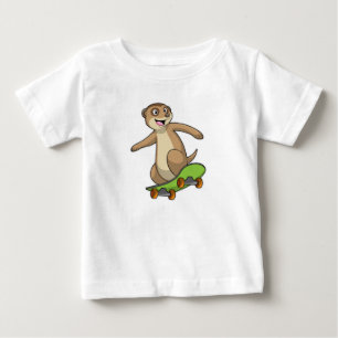 Camiseta Meerkat como skater com skate