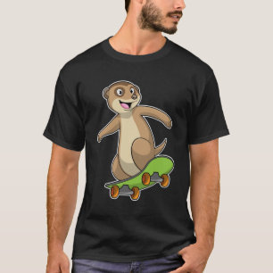 Camiseta Meerkat como skater com skate