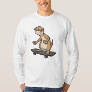 Camiseta Meerkat como skater com skate