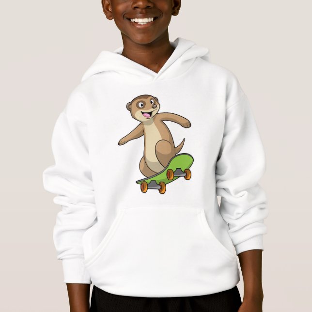 Camiseta Meerkat como skater com skate (Frente)
