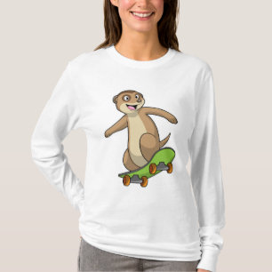 Camiseta Meerkat como skater com skate