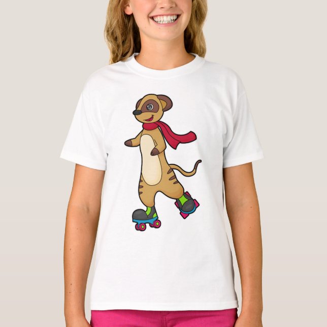 Camiseta Meerkat como Skater com skates Roller (Frente)