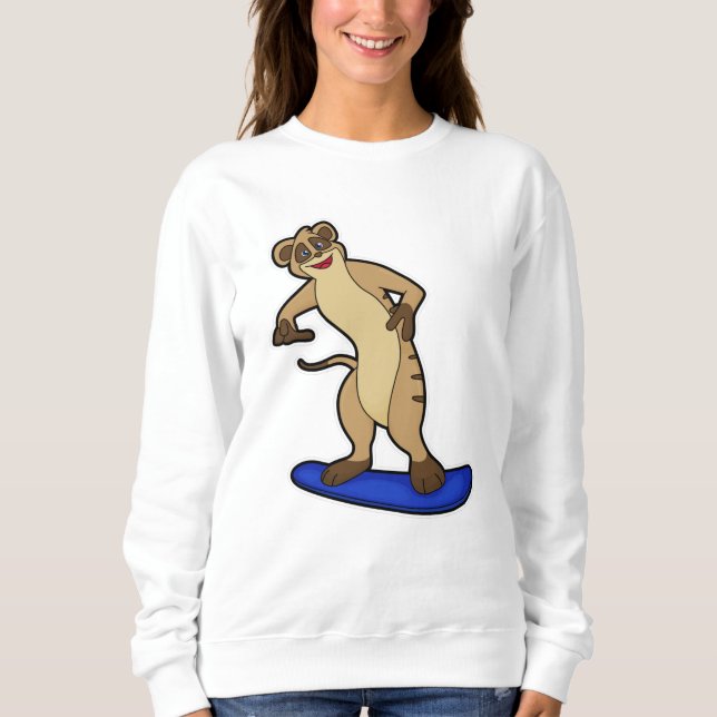 Camiseta Meerkat como Snowboarder com Snowboard (Frente)