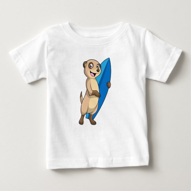 Camiseta Meerkat como Surfer com Surfboard (Frente)