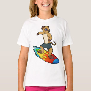 Camiseta Meerkat como Surfer com Surfboard