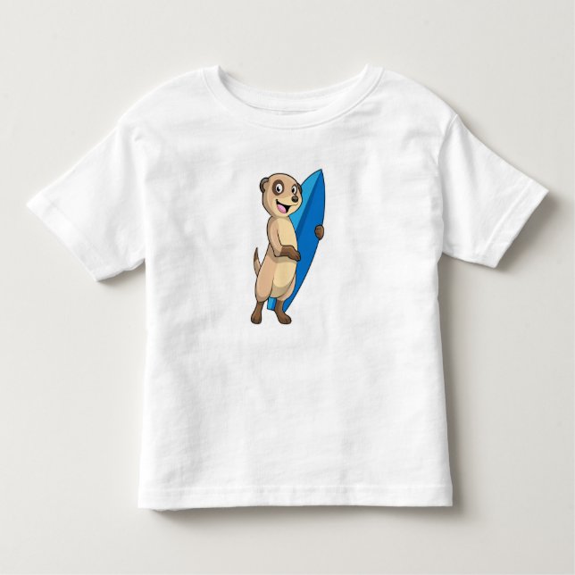 Camiseta Meerkat como Surfer com Surfboard (Frente)