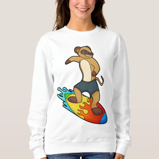 Camiseta Meerkat como Surfer com Surfboard (Frente)