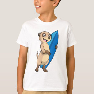 Camiseta Meerkat como Surfer com Surfboard