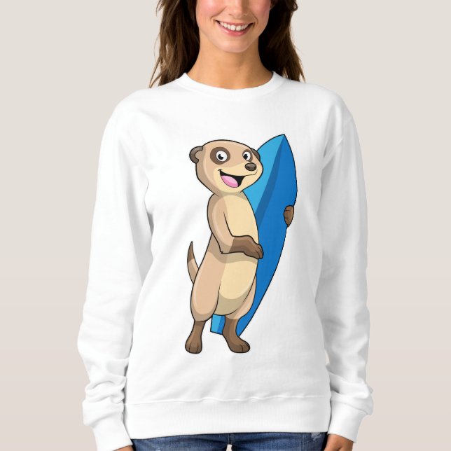 Camiseta Meerkat como Surfer com Surfboard (Frente)