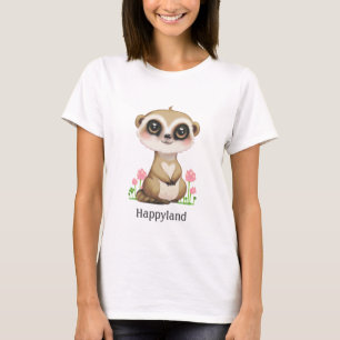Camiseta Meerkat e flores bonitas personalizadas