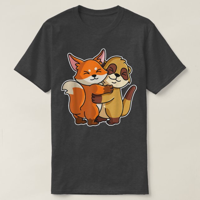 Camiseta Meerkat e Fo Cute Animais para Mulheres Animal Hug (Frente do Design)
