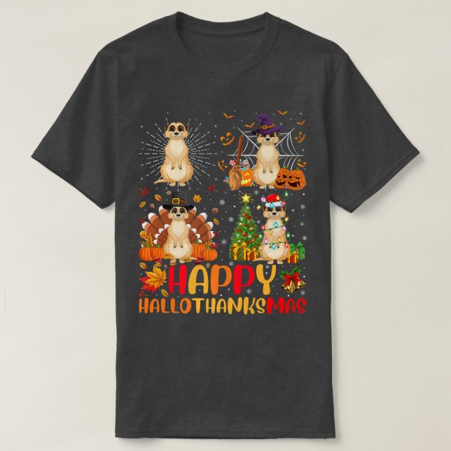 Camiseta Meerkat Hallothan no Dia de Ação de Graças (Frente do Design)