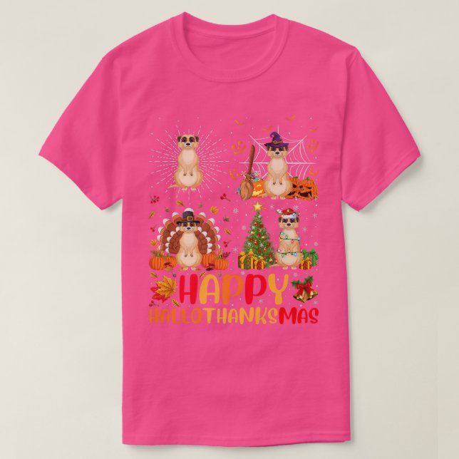 Camiseta Meerkat Hallothan no Dia de Ação de Graças (Frente do Design)