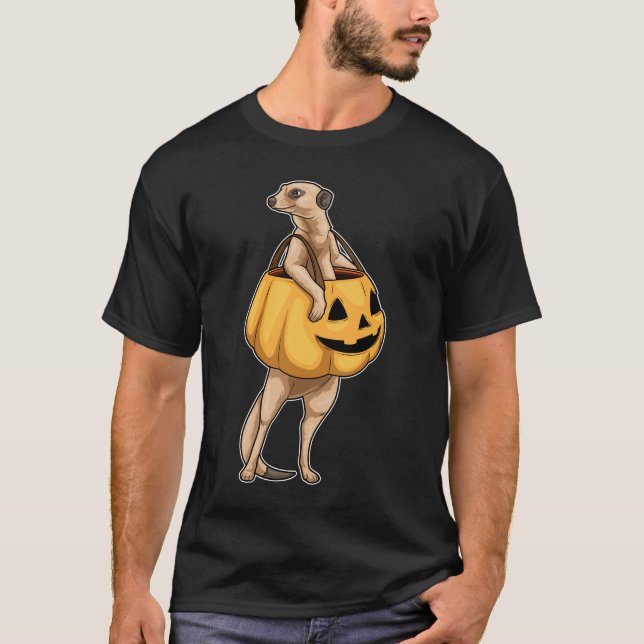 Camiseta Meerkat Halloween Jack O Lanterna (Frente)