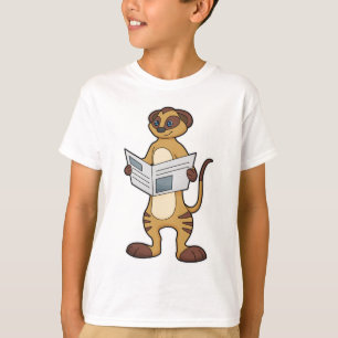Camiseta Meerkat na leitura de um jornal