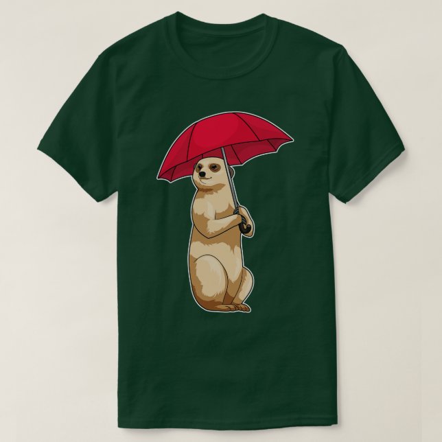 Camiseta Meerkat Rain Umbrella (Frente do Design)