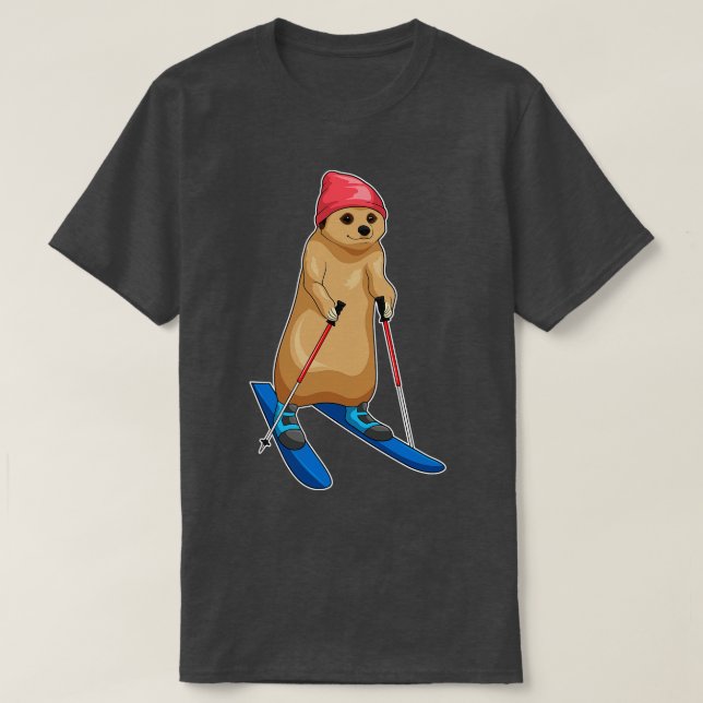 Camiseta Meerkat Skier Ski (Frente do Design)