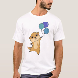 Camiseta Meerkat Voa Com Balões Animais Curiosos Para Bebê