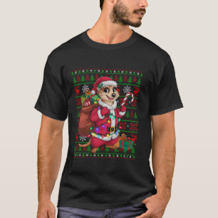 Camiseta Meerkat Xmas Lights Ugly Papais noeis Meerkat Nata