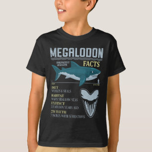 Camiseta Megalodon atua sobre o fóssil dos dentes de tubarã