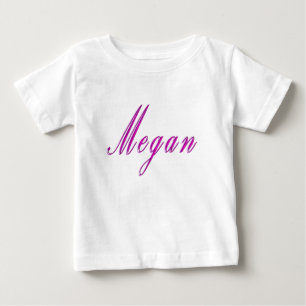 Camiseta "Megan" Nome de Menina Rosa Elegante,