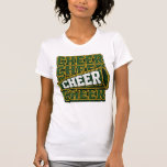 Camiseta Megaphone Cheer Funny Sport Cheerleader<br><div class="desc">Show your team spirit loud and proud with this bold “Cheer Cheer Cheer” megaphone design. Featuring strong varsity-style lettering and a classic cheer megaphone graphic, this eye-catching artwork captures the excitement and energy of cheerleading and game day. The vibrant green and gold style adds a sporty, vintage feel that stands...</div>