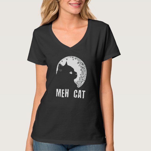 Camiseta Meh Cat  Cat  Humor Kitten Introvert Cat Mom (Frente)