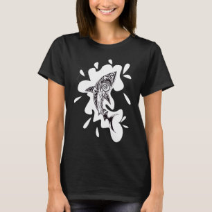 Camiseta Meh trabalho de arte de tubarão exótico, preto e b