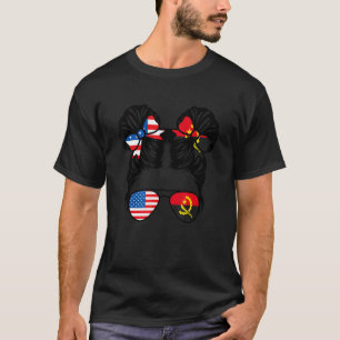 Camiseta Meia-americana Garota angolana USA Angola Flag Pa