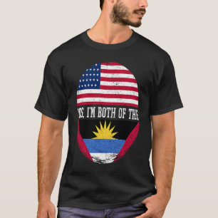 Camiseta Meia-americana Half Antiguan EUA Flag Antígua e B