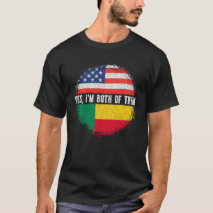 Camiseta Meia-americana Half Beninese EUA Flag Benin