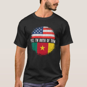 Camiseta Meia-americana Half Cameroonian EUA Flag Camarões