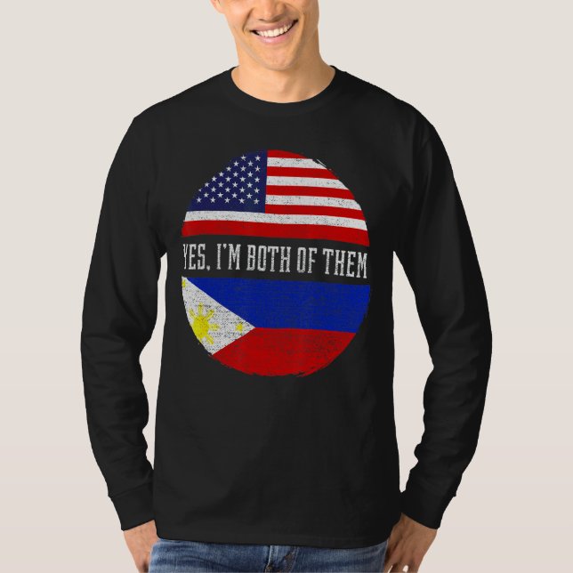 Camiseta Meia-americana Half Filipino Usa Flag Filipinas H (Frente)