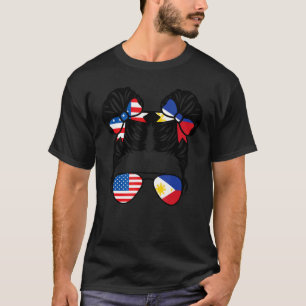 Camiseta Meia-americana Half Filipino USA Philippine Fl