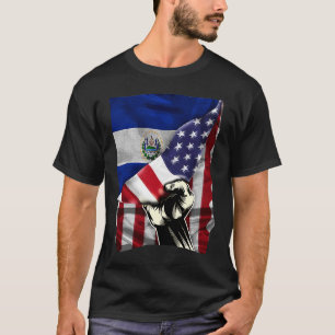 Camiseta Meia-americana Half Salvadorenho ROOTS EUA Flag El