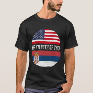 Camiseta Meia-americana Half Serbian USA Flag Sérvia Herita